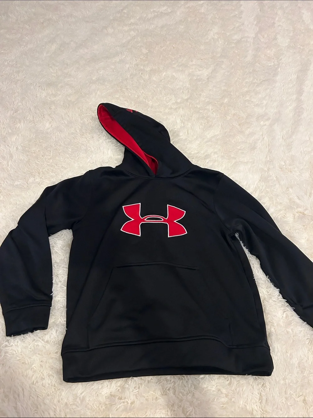 Under Armour Black Hoodie with Red Logo and Lined Hood